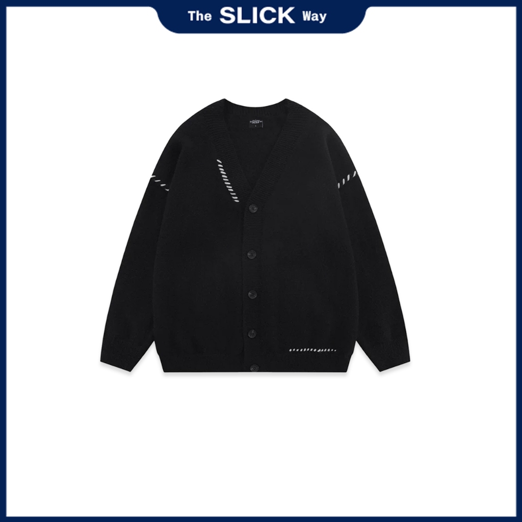 SLICK "Cardigan Len Sunset " Form Boxy -Len Lông Cừu Dệt Kim Cao Cấp - Local Brand The Slick Way