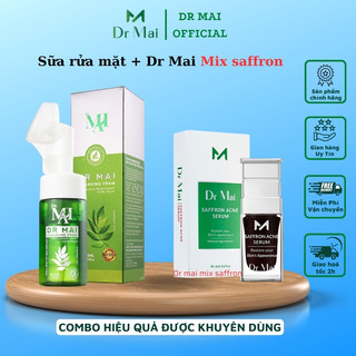 Combo sữa rửa mặt 100ML và serum Dr Mai mix saffron 6ML giúp làm sạch mụn làm đẹp mịn da phù hợp mọi loại da