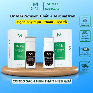 Dr Mai, combo Dr Mai nguyên chất và mix saffron, serum giúp sạch mụn sạch thâm dưỡng da căng bóng trắng sáng mịn màng