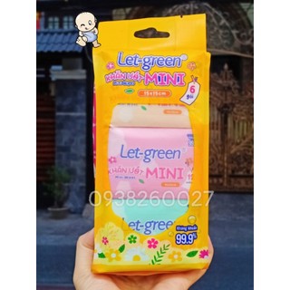 Lốc 6 gói Khăn ướt Let-Green bỏ túi mini gói 12 tờ
