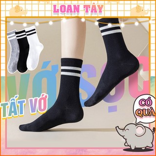 Tất Vớ Nam Nữ Phối 2 Sọc Ngang Năng Động Style Hàn Màu Trơn Xinh Xắn L2522