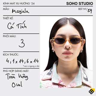 Kính mát nam nữ MAGIELA Soho Studio gọng oval thiết kế khung bầu dục cá tính nổi bật chi tiết kim loại bắt sáng trending