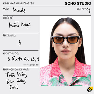 Kính mát nam nữ thời trang MINDS Soho Studio gọng mắt mèo thiết kế năng động thu hút với màu đen ngầu xanh trog chống UV
