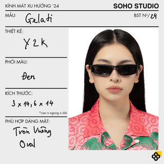 Kính mát GELATY 2024 Soho Studio form chữ nhật y2k nổi bật cá tính hợp mặt nhỏ-vừa