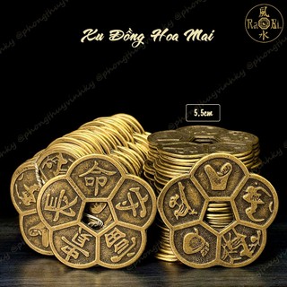 Đồng Xu Hoa Mai Chiêu Tài Tấn Bảo - Vật Phẩm Đồng Phong Thủy May Mắn