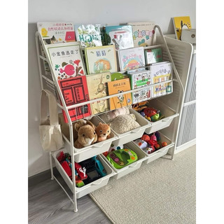 Kệ sách, kệ để đồ chơi cho bé kèm 6 khay nhựa