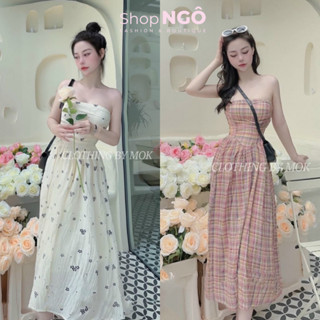 Đầm thời trang nữ, đầm maxi cup ngực caro thổ cẩm mocking thân sau ( có mút, có lót ) 2 màu cực ngọt cho nang đi cafe