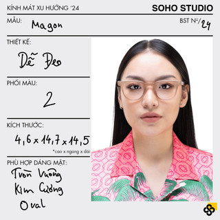  Gọng kính MAGON Soho Studio form chữ nhật unisex sáng da dễ đeo