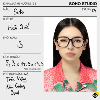 Gọng kính cận nam nữ thời trang Soho Studio gọng vuông SOTO thiết kế thanh mảnh to bản, gọng kim loại thời trang thu hút