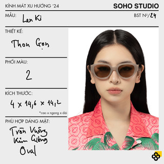 Kính mát nam nữ thời trang LENKI Soho Studio gọng tròn chống ánh sáng, tia UV, thiết kế cá tính 3 màu đen ngầu, nâu xanh