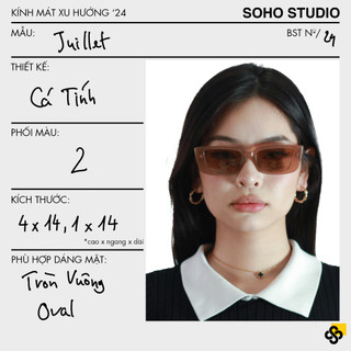 Kính mát nam nữ thời trang JUILLET Soho Studio gọng chữ nhật GM hot trend, tròng màu đen ngầu, nâu, xanh, chống ánh sáng