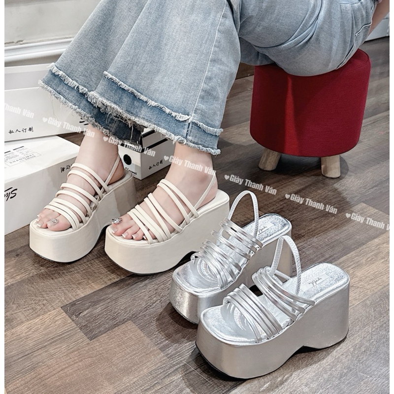 Sandanl xuồng đúp bản dây  , giày tăng chiều cao nhẹ xinh(S0030)