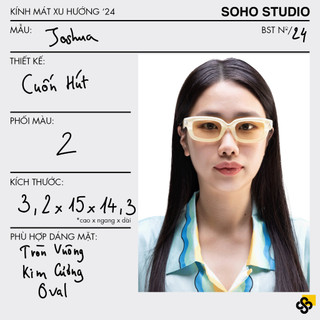 Kính mát nam nữ thời trang JOSHUA Soho Studio gọng chữ nhật dày dặn tròng màu cao cấp, thiết kế cá tính với phối màu độc