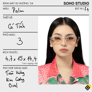 Kính mát nam nữ thời trang Soho Studio gọng chữ nhật PALM cam trong cá tính, thiết kế mềm mại cuốn hút, trẻ trung