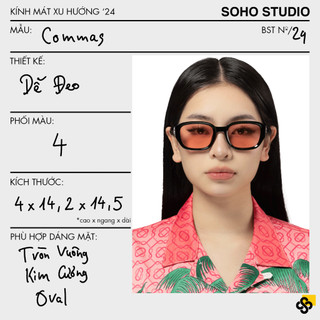 Kính mát COMMAS gọng chữ nhật bo mềm Soho Studio hợp mặt tròn