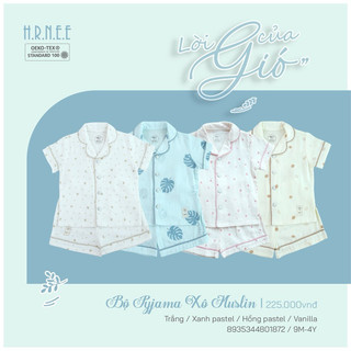 Bộ pyjama Hrnee musiline size 12M-3Y
