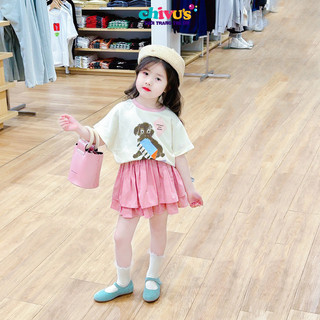 Đồ bộ cho bé gái, set bé gái 2 chi tiết gồm áo cotton zip đi kèm chân váy xếp ly 2 tầng bồng bềnh xinh xắn