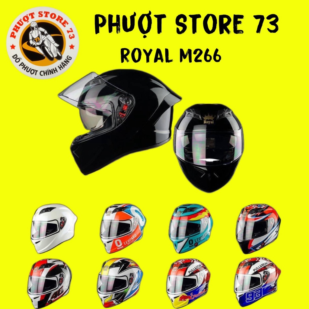 Mũ Bão Hiểm Fullface Royal m266 2 Kính Chính Hãng.