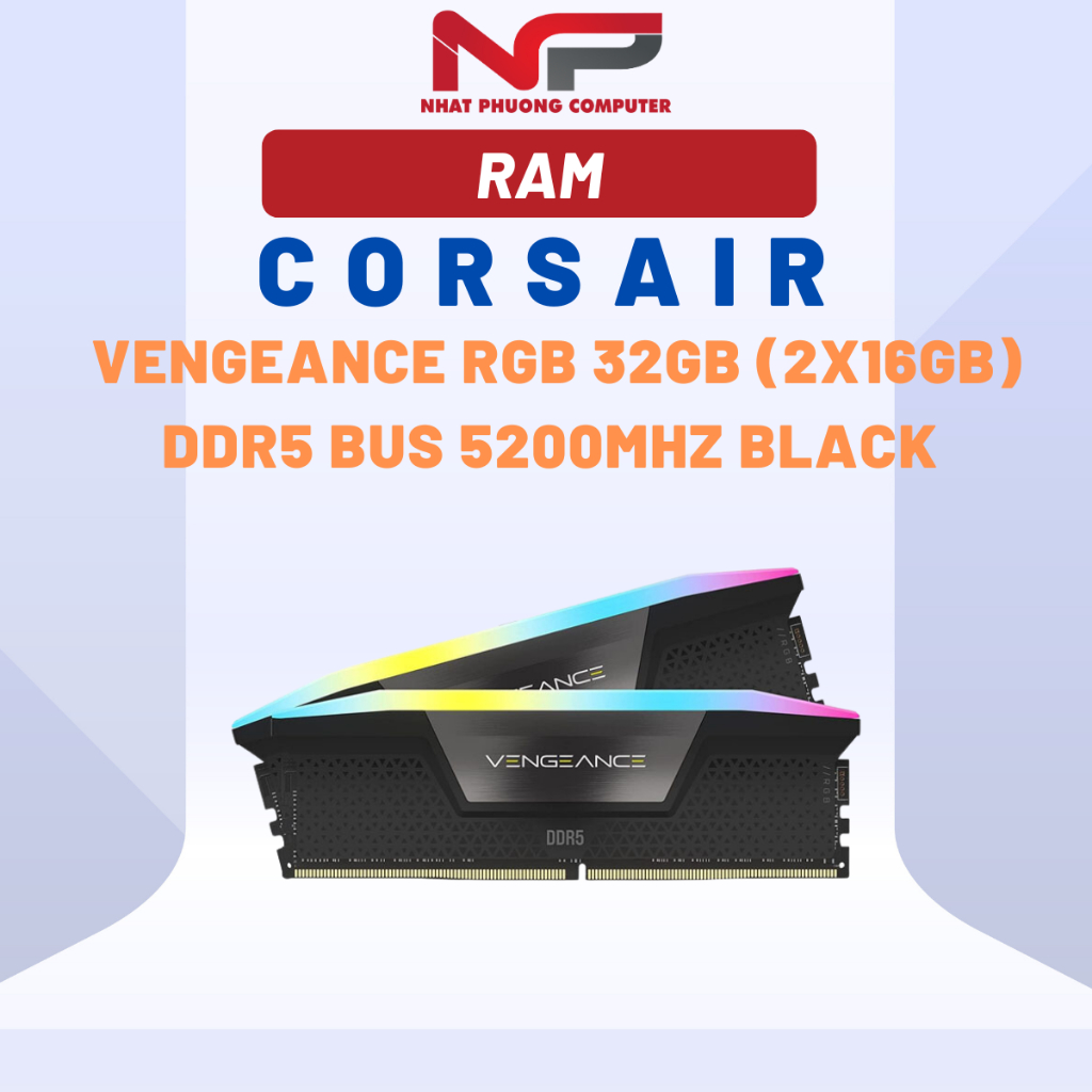 Ram Corsair VENGEANCE RGB 32GB (2x16GB) DDR5 bus 5200MHz Black (CMH32GX5M2B5200C40)