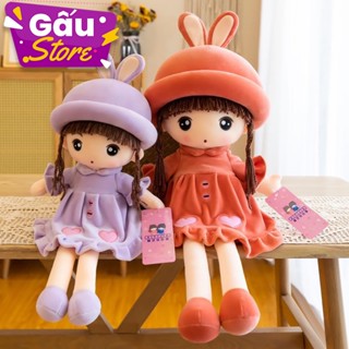 Gấu Bông Búp Bê Bé gái Mặc Váy Nhung Tim Cao Cấp Mềm Mại Đáng Yêu- Gấu bông Vạn Phúc