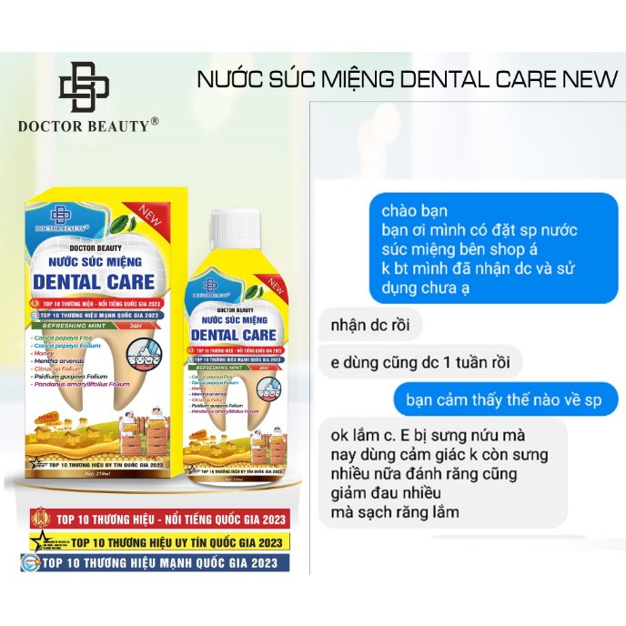 Nước Súc Miệng Dentalcare, Trắng Răng Thơm Miệng, Khử Mùi Hôi Miệng Hiệu Quả