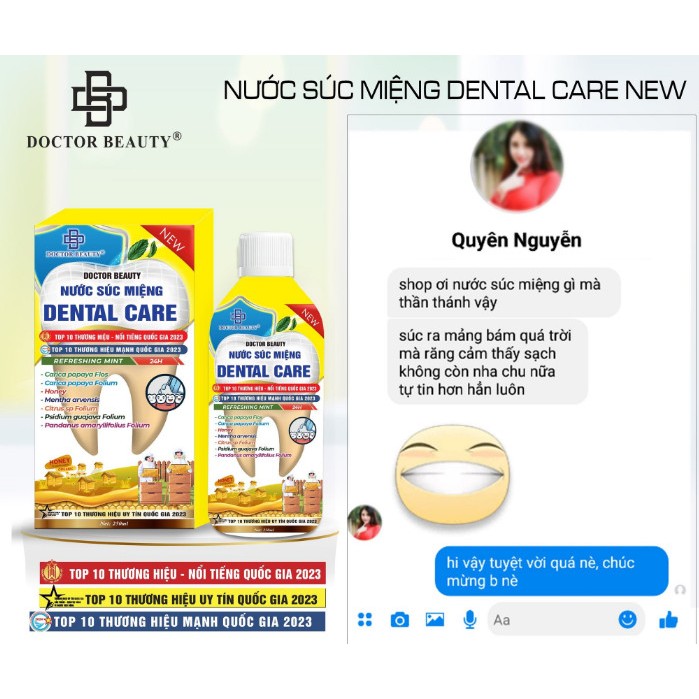 Nước Súc Miệng Dentalcare, Trắng Răng Thơm Miệng, Khử Mùi Hôi Miệng Hiệu Quả