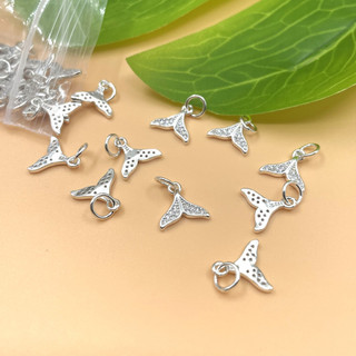Charm bạc móc treo đuôi cá heo có đính đá (Có thể làm mặt dây chuyền) - Charm bạc 925 - Mã CB510