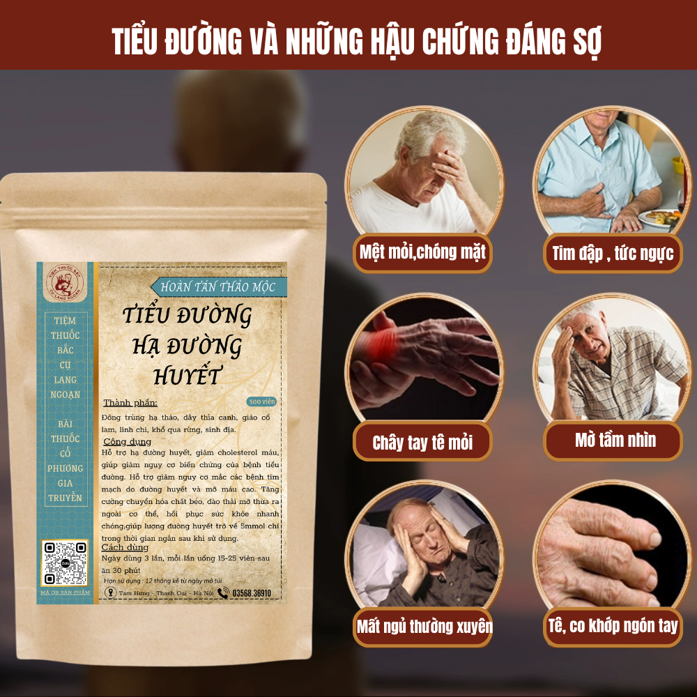 Viên tiểu đường Tiệm thuốc bắc Cụ Lang Ngoạn ổn định đường huyết an toàn tuyệt đối, dùng lâu dài không lo hại gan thận