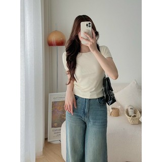 Áo babytee thun tăm cotton trơn co giãn dáng ôm basic cho nữ LACO194