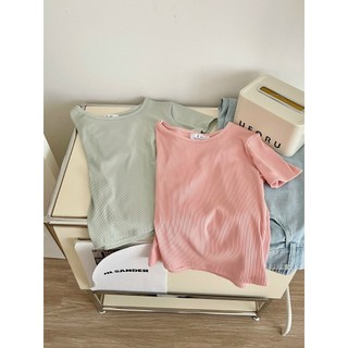 Áo babytee thun tăm cotton trơn co giãn dáng ôm basic cho nữ LACO194