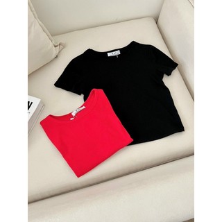 Áo babytee thun tăm cotton trơn co giãn dáng ôm basic cho nữ LACO194