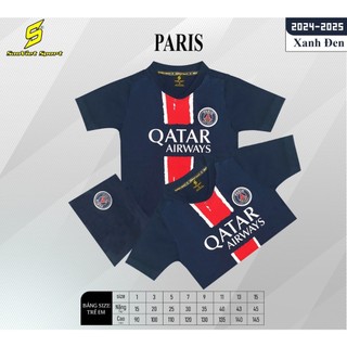 Bộ quần áo đá bóng trẻ em, bộ quần áo thể thao trẻ em paris 2024-2025
