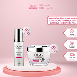  Combo Kem Dưỡng Ẩm + Super Serum Sáng Da Mờ Thâm Mụn OLAY LUMINOUS NIACINAMIDE AHA  50G + 30ML  