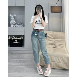 Quần jean baggy thêu số kèm đai hàng chuẩn ảnh thật