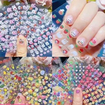  Set 10 tấm hình dán móng cuteFREESHIPSticker dán móng cho trẻ em Hello Kitty siêu bền siêu dính 