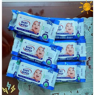   TẶNG 5 KHĂN LẠNH  Combo 8 gói Khăn ướt Baby Wipes 80gr Vải mềm mịn Hàng chuẩn Rẻ Vô Đối 
