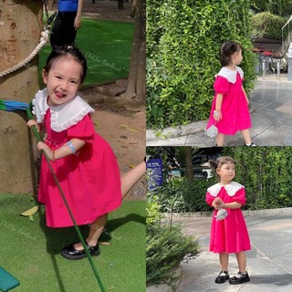 Váy bé gái - đầm babydoll hồng sen hót hít cho bé 8-18kg