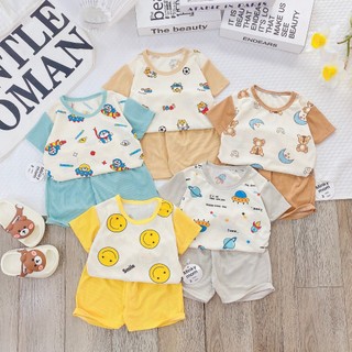 Bộ cộc tay cho bé trai , bộ cộc tay cho bé gái chất tăm lạnh từ sơ sinh đến 14kg - JKIDS
