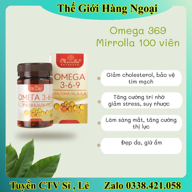 [DATE MỚI ĐỦ BILL] Viên uống Omega 369 Mirrolla Hàng Nga lọ 100 viên