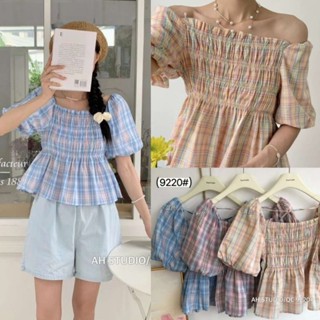 [A9220] ÁO BABYDOLL TRỄ VAI BỒNG KẺ CARO metwo.dearu - Áo sơ mi pha kẻ QC chun ngực chân xòe tay bồng ulzzang Hàn Quốc