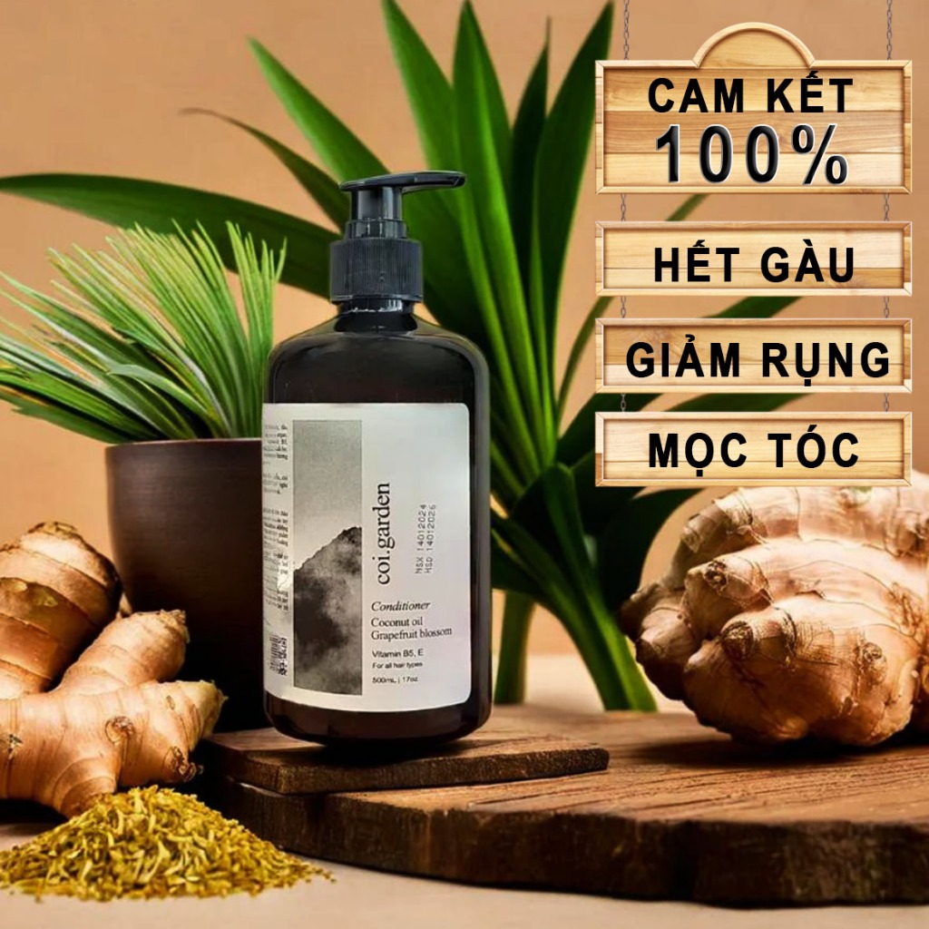 Dầu gội gừng trắc bá diệp mọc tóc giảm rụng tóc nuôi dưỡng nan tóc VƯỜN NHÀ CỘI 500ml