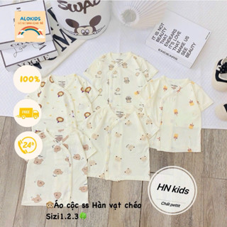 Combo 3 Áo cộc tay sơ sinh bé trai bé gái, chất liệu peptit co dãn mềm mại cho bé từ 0-9 tháng
