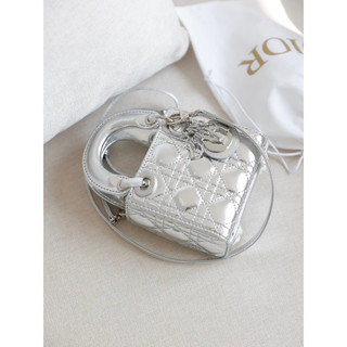 Túi Di.or Micro Silver micro sp size 12cm fullbox nam châm 2 lớp