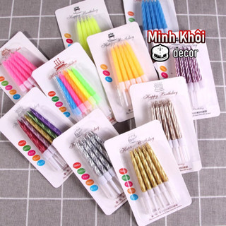COMBO 50 vỉ, mỗi vỉ 10 Cây nến sinh nhật màu sắc, Nến xoắn, đèn cầy