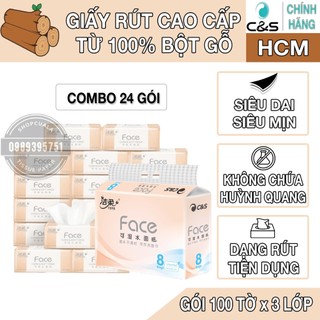 Combo 24 gói giấy ăn cao cấp C&S Face hồng - nội địa Trung