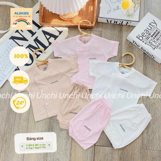 Bộ cộc tay bé trai bé gái sơ sinh phong cách Nhật Bản, từ 0-3 tháng, 3-6 tháng, 6-9 tháng chất liệu petit