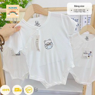 Bodysuit cho bé trai bé gái từ 0-9 tháng, chất vải tăm lạnh co dãn mềm mại