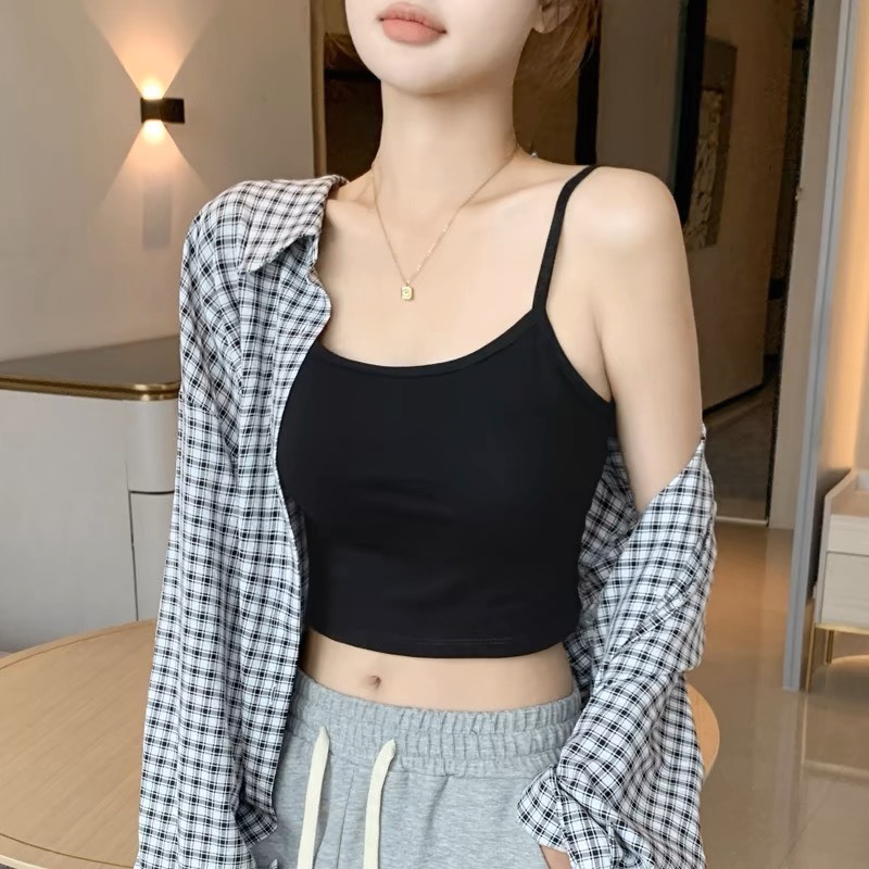 Áo hai dây nữ vải mềm dáng ôm viền trơn co giãn mang phong cách thời trang mới LO18 | BigBuy360 - bigbuy360.vn