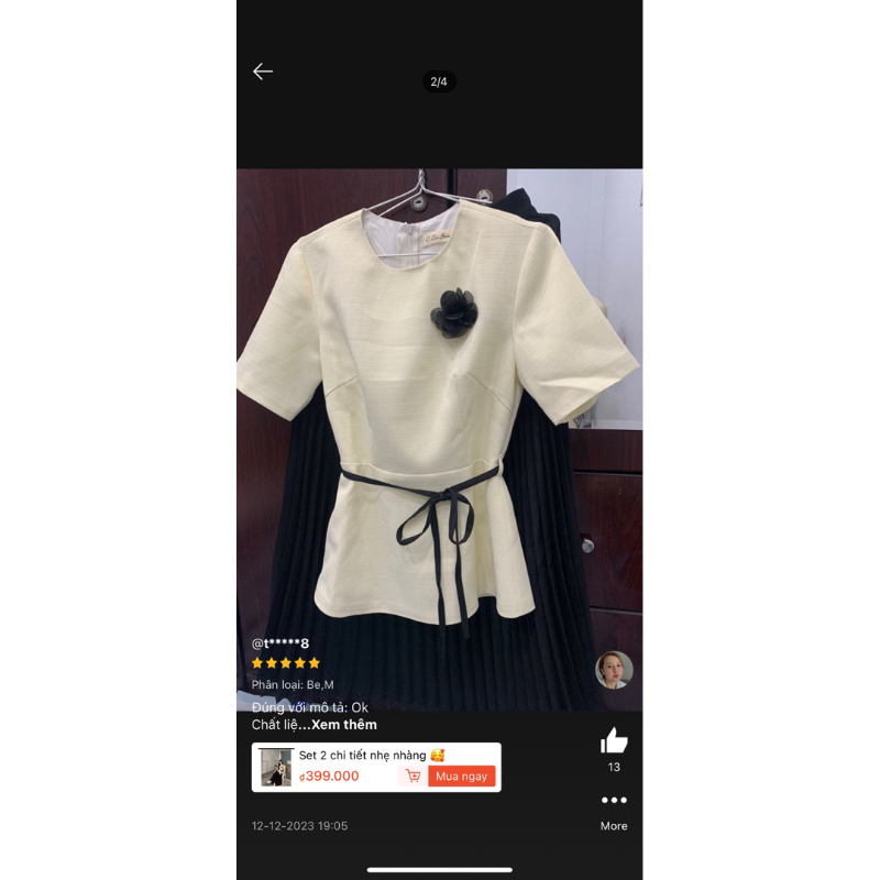Pass set váy mặc một lần size M