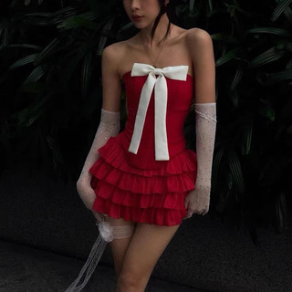 Áo corset nơ ngọt ngào sang trọng và cao cấp + váy  Bộ đồ sinh nhật cho nữ đầu xuân